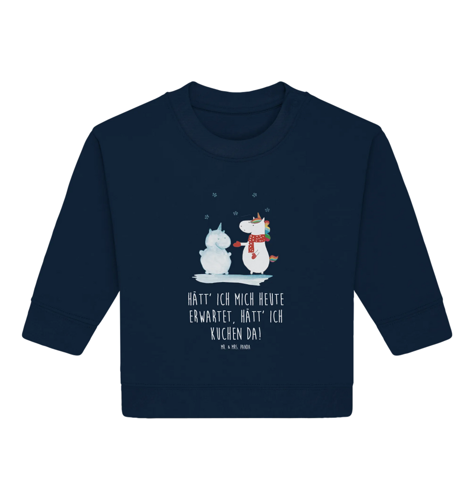 Organic Baby Pullover unicorn snowman Baby Bullover, Baby Sweatshirt, Einhorn Deko, Einhörner, Einhorn, Unicorn, Weihnachten, Schneemann, Handschuhe, kalt, Kuchen, X-Mas, Mütze, Schnee, Winter