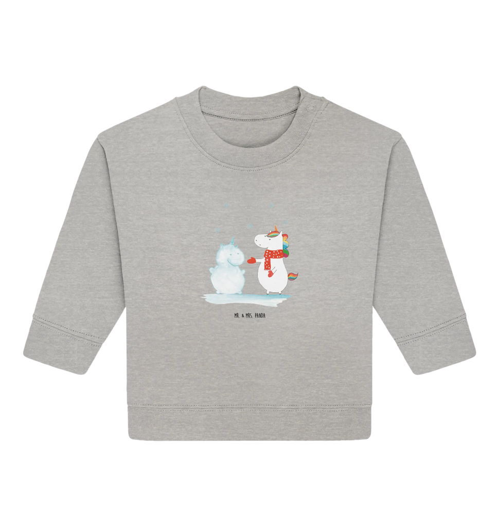 Organic Baby Pullover unicorn snowman Baby Bullover, Baby Sweatshirt, Einhorn Deko, Einhörner, Einhorn, Unicorn, Weihnachten, Schneemann, Handschuhe, kalt, Kuchen, X-Mas, Mütze, Schnee, Winter
