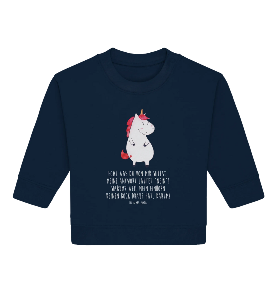 Organic Baby Pullover Einhorn Wut Baby Bullover, Baby Sweatshirt, Einhorn Deko, Einhörner, Einhorn, Unicorn, Nein, Ansage, wütend, Lustlos, Büro, Lustig, Dumme Fragen, Geschenk, Spaß, Arbeit, Realität