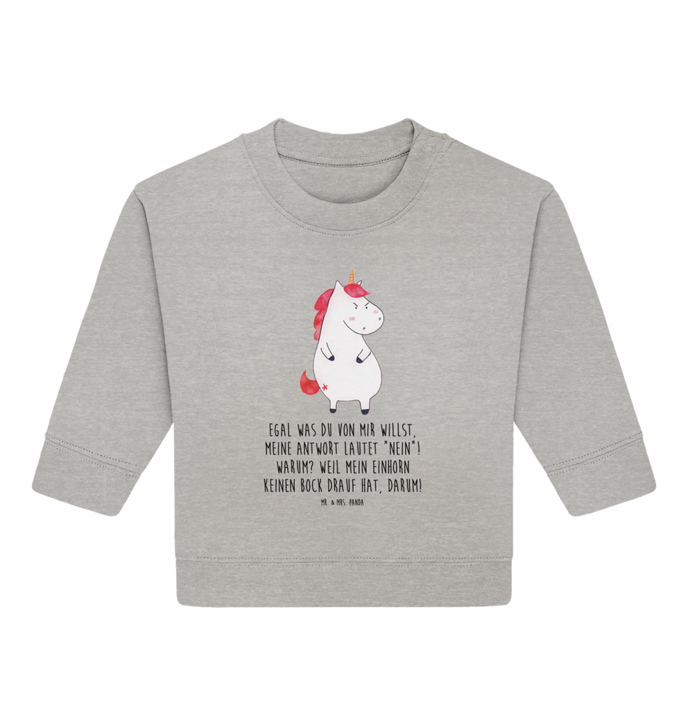Organic Baby Pullover Einhorn Wut Baby Bullover, Baby Sweatshirt, Einhorn Deko, Einhörner, Einhorn, Unicorn, Nein, Ansage, wütend, Lustlos, Büro, Lustig, Dumme Fragen, Geschenk, Spaß, Arbeit, Realität