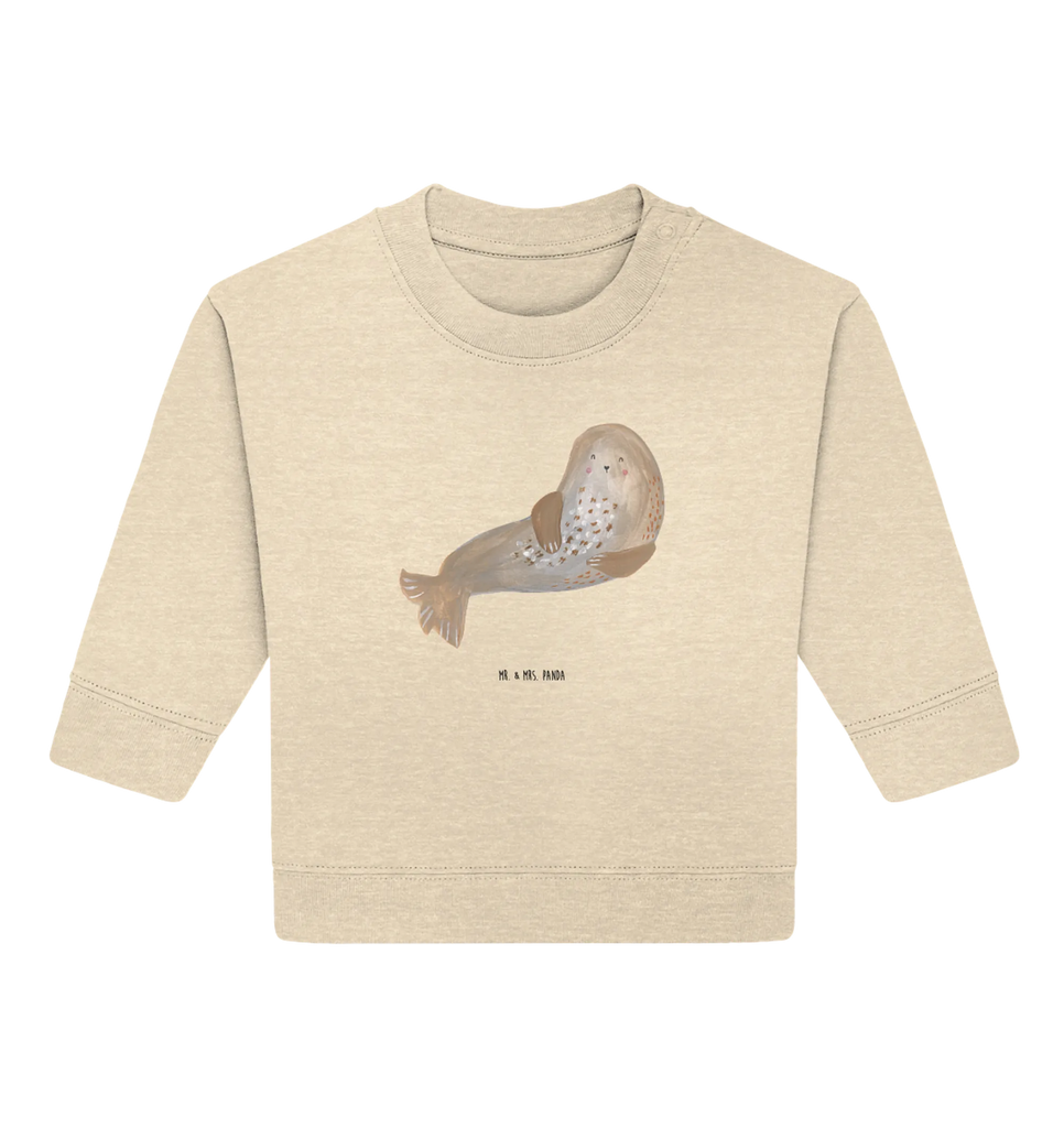 Organic Baby Pullover seal Laugh Baby Bullover, Baby Sweatshirt, Gute Laune, Tiermotive, Tiere, Lustige Sprüche, Ostsee, Nordsee, Robben, Strand, Seehund, Meerestier, Robbe