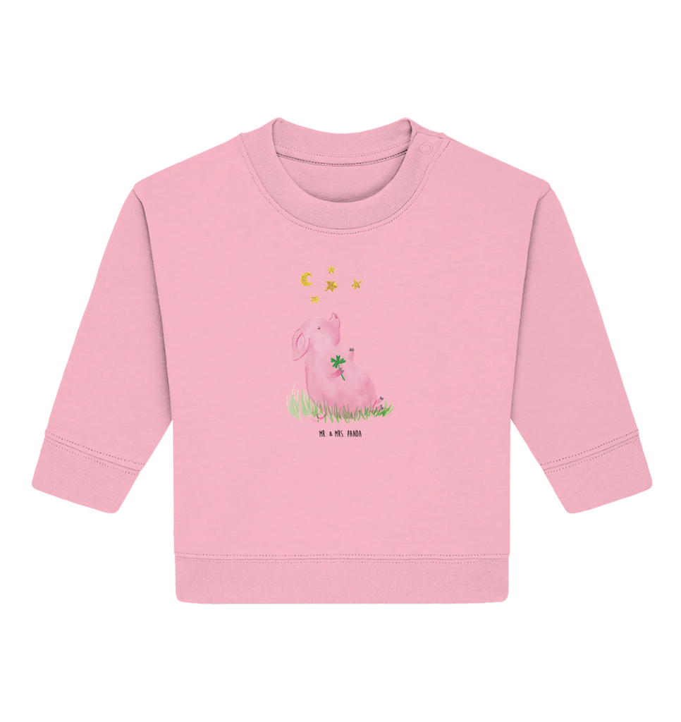 Organiczny sweter dla niemowląt świnia Szczęście Baby Sweatshirt, Baby Bullover, Gute Laune, Tiermotive, Tiere, Lustige Sprüche, Träume, Sernchen, Schwein, Glücksschwein. Glück, Schweinchen, Glücksbringer, Motivation, Ziele, Sterne