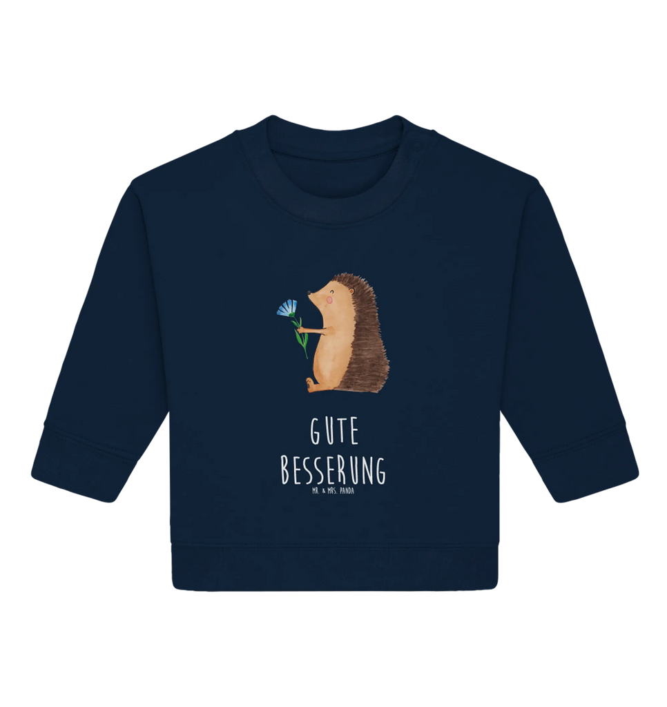 Organic Baby Pullover Hedgehog Flower Baby Bullover, Baby Sweatshirt, Gute Laune, Tiermotive, Tiere, Lustige Sprüche, Besuch, Igel, Gute Besserung, Krankheit, krank, Krankenhaus, Genesungswünsche