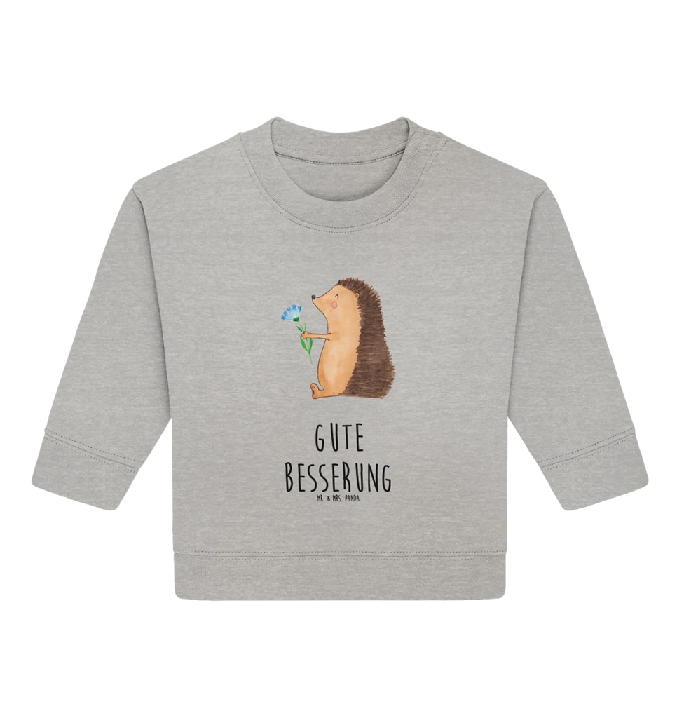 Organic Baby Pullover Hedgehog Flower Baby Bullover, Baby Sweatshirt, Gute Laune, Tiermotive, Tiere, Lustige Sprüche, Besuch, Igel, Gute Besserung, Krankheit, krank, Krankenhaus, Genesungswünsche