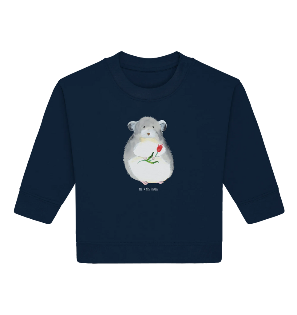 Organic Baby Pullover Chinchilla Blume Baby Bullover, Baby Sweatshirt, Gute Laune, Tiermotive, Tiere, Lustige Sprüche, Chinchilla, Glücklichsein, Büroalltag, Depressionen, Liebeskummer, Chaos, Büro, Chinchillas, traurig sein, Kummer