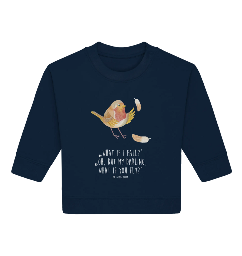 Organic Baby Pullover Rotkehlchen Federn Baby Sweatshirt, Baby Bullover, Gute Laune, Tiermotive, Tiere, Lustige Sprüche, Motivationsbilder, Motivation Sprüche, What If I Fall, Rotkehlchen, Spruch Mut, Spruch Motivation, Vogel, fliegen