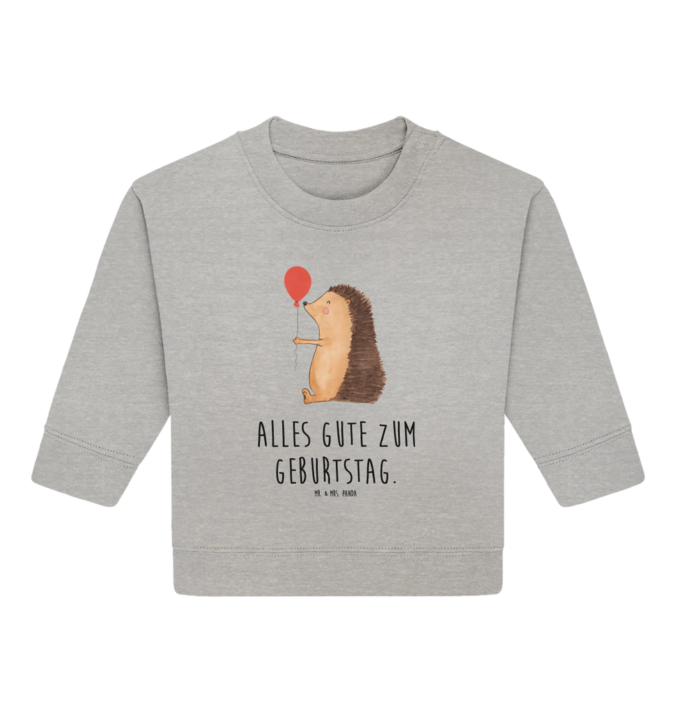 Organic Baby Pullover Hedgehog balloon Baby Bullover, Baby Sweatshirt, Gute Laune, Tiermotive, Tiere, Lustige Sprüche, Igel, Ballon, Glückwunsch, Geburtstagskind, Herzlichen Glückwunsch, Geburtstag, Happy Birthday