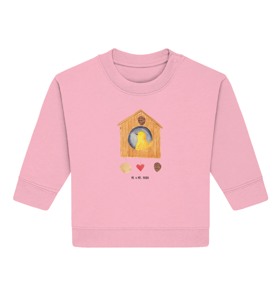 Organic Baby Pullover birdhouse Home Baby Bullover, Baby Sweatshirt, Gute Laune, Tiermotive, Tiere, Lustige Sprüche, Einzugsgeschenk, Vogelhaus, Vogel, Umzug, Haus, Home Sweet Home, Geschenk, Einzug, Hausbau