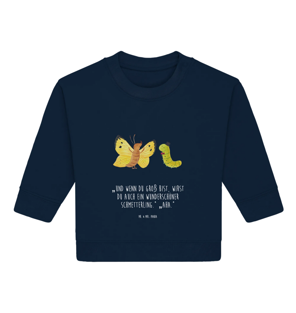 Organic Baby Pullover Raupe Schmetterling Baby Sweatshirt, Baby Bullover, Gute Laune, Tiermotive, Tiere, Lustige Sprüche, Schmetterling, Zitronenfalter, Hütchen, Hut, Kokon, Schönheit, Raupe, Erwachsen Werden, Aufwachsen, Entwicklung