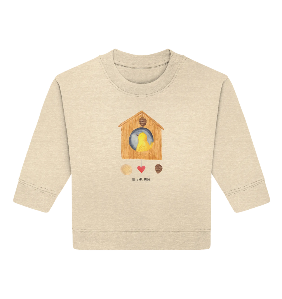 Organic Baby Pullover birdhouse Home Baby Bullover, Baby Sweatshirt, Gute Laune, Tiermotive, Tiere, Lustige Sprüche, Einzugsgeschenk, Vogelhaus, Vogel, Umzug, Haus, Home Sweet Home, Geschenk, Einzug, Hausbau