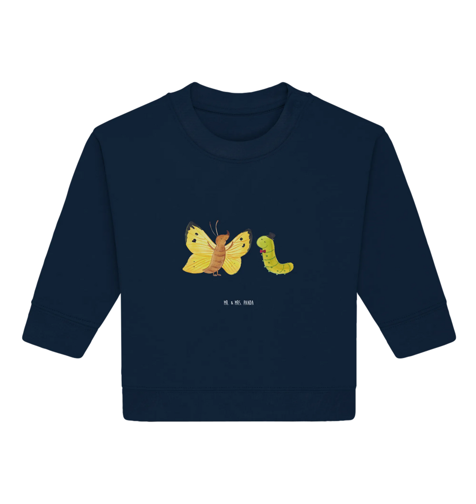 Organic Baby Pullover Raupe Schmetterling Baby Sweatshirt, Baby Bullover, Gute Laune, Tiermotive, Tiere, Lustige Sprüche, Schmetterling, Zitronenfalter, Hütchen, Hut, Kokon, Schönheit, Raupe, Erwachsen Werden, Aufwachsen, Entwicklung