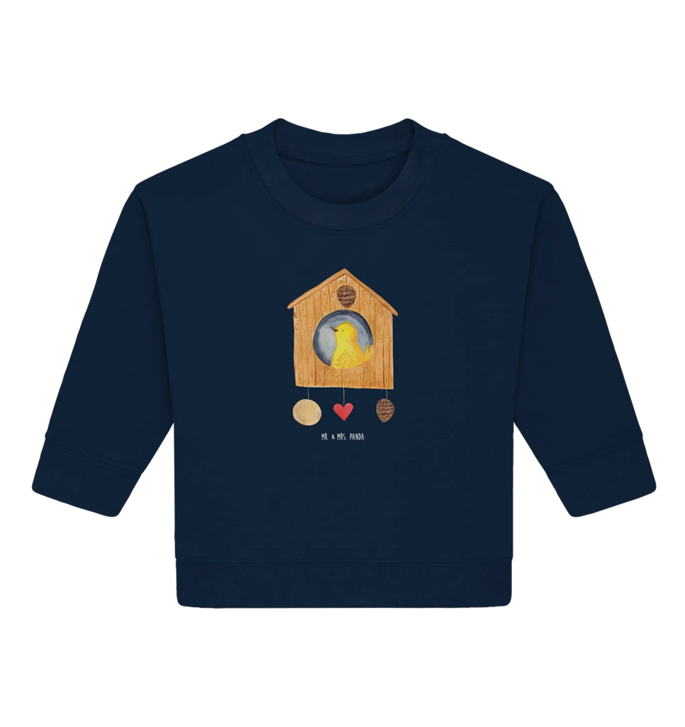 Organic Baby Pullover birdhouse Home Baby Bullover, Baby Sweatshirt, Gute Laune, Tiermotive, Tiere, Lustige Sprüche, Einzugsgeschenk, Vogelhaus, Vogel, Umzug, Haus, Home Sweet Home, Geschenk, Einzug, Hausbau