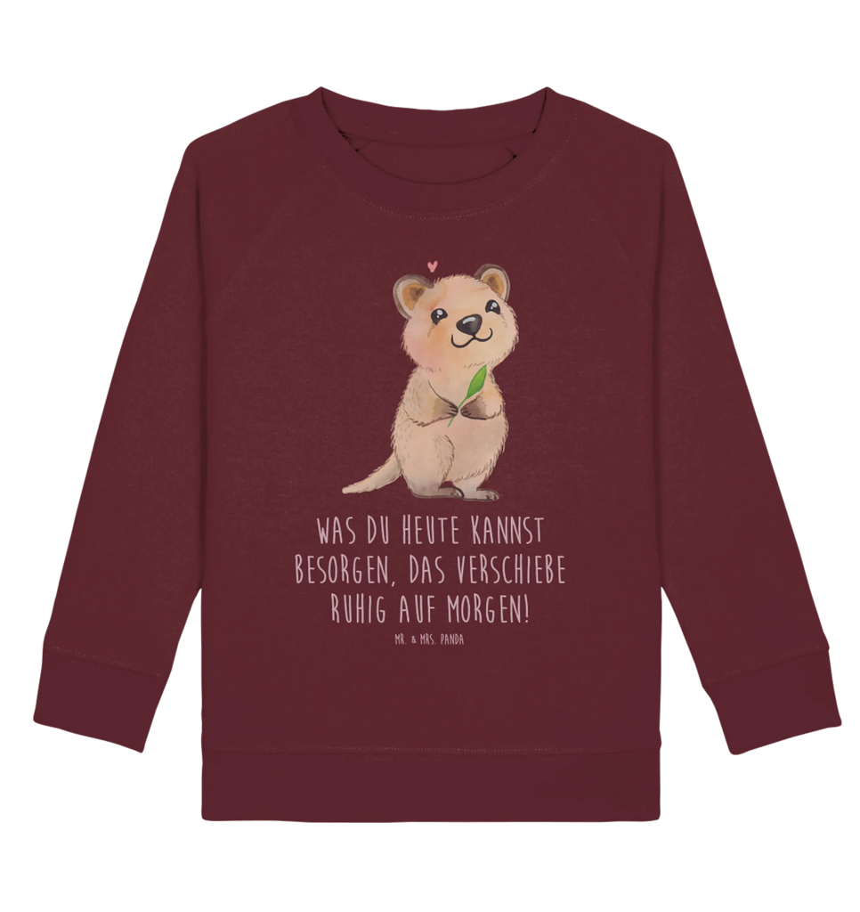 Organic Kinder Pullover Quokka Happy Jungen, Mädchen, Kinder Sweatshirt, Kinder Pullover, Tiermotive, Gute Laune, lustige Sprüche, Tiere, Lustiger Spruch, Niedliches Tier, Verschieben, Dinge erledigen, Aufschieberitis, Quokka
