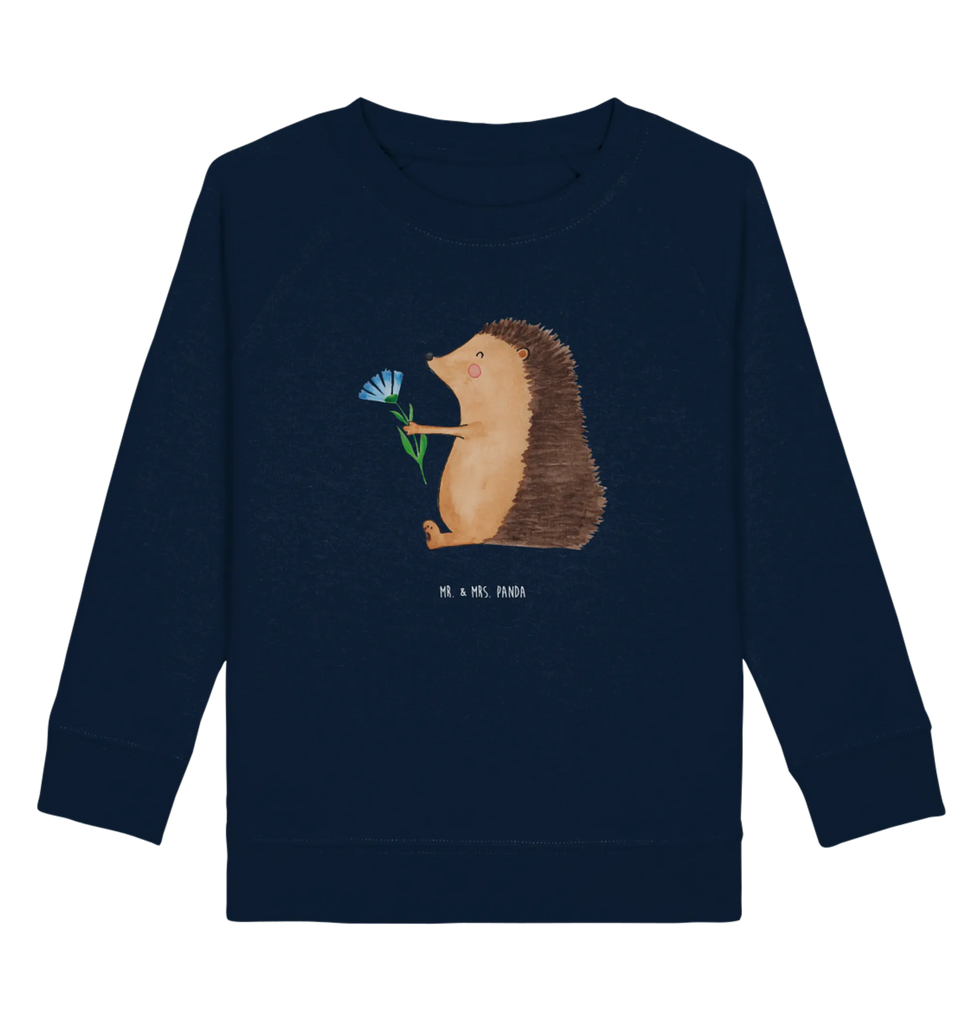 Organic Kinder Pullover Igel mit Blume Kinder Sweatshirt, Kinder Pullover, Jungen, Mädchen, Gute Laune, Tiermotive, Tiere, lustige Sprüche, Igel, Genesungswünsche, Besuch, krank, Krankheit, Krankenhaus, Gute Besserung