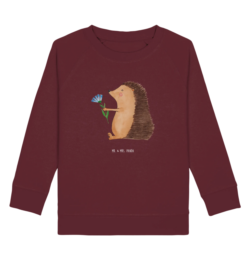 Organic Kinder Pullover Igel mit Blume Kinder Sweatshirt, Kinder Pullover, Jungen, Mädchen, Gute Laune, Tiermotive, Tiere, lustige Sprüche, Igel, Genesungswünsche, Besuch, krank, Krankheit, Krankenhaus, Gute Besserung