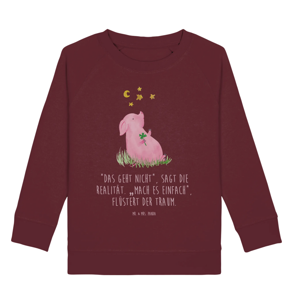 Organic Kinder Pullover Glücksschwein Kinder Sweatshirt, Kinder Pullover, Gute Laune, Tiermotive, Tiere, Lustige Sprüche, Sterne, Schweinchen, Träume, Schwein, Motivation, Sernchen, Glücksbringer, Ziele, Glücksschwein. Glück