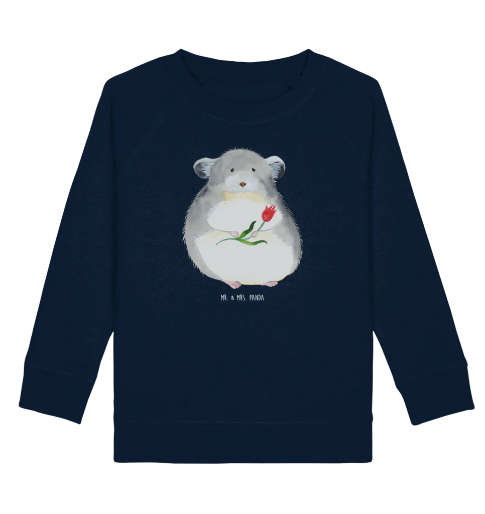Organic Kinder Pullover Chinchilla mit Blume Kinder Pullover, Kinder Sweatshirt, Gute Laune, Tiermotive, Tiere, Lustige Sprüche, Chaos, Büroalltag, Glücklichsein, Chinchillas, Büro, traurig sein, Depressionen, Liebeskummer, Chinchilla, Kummer