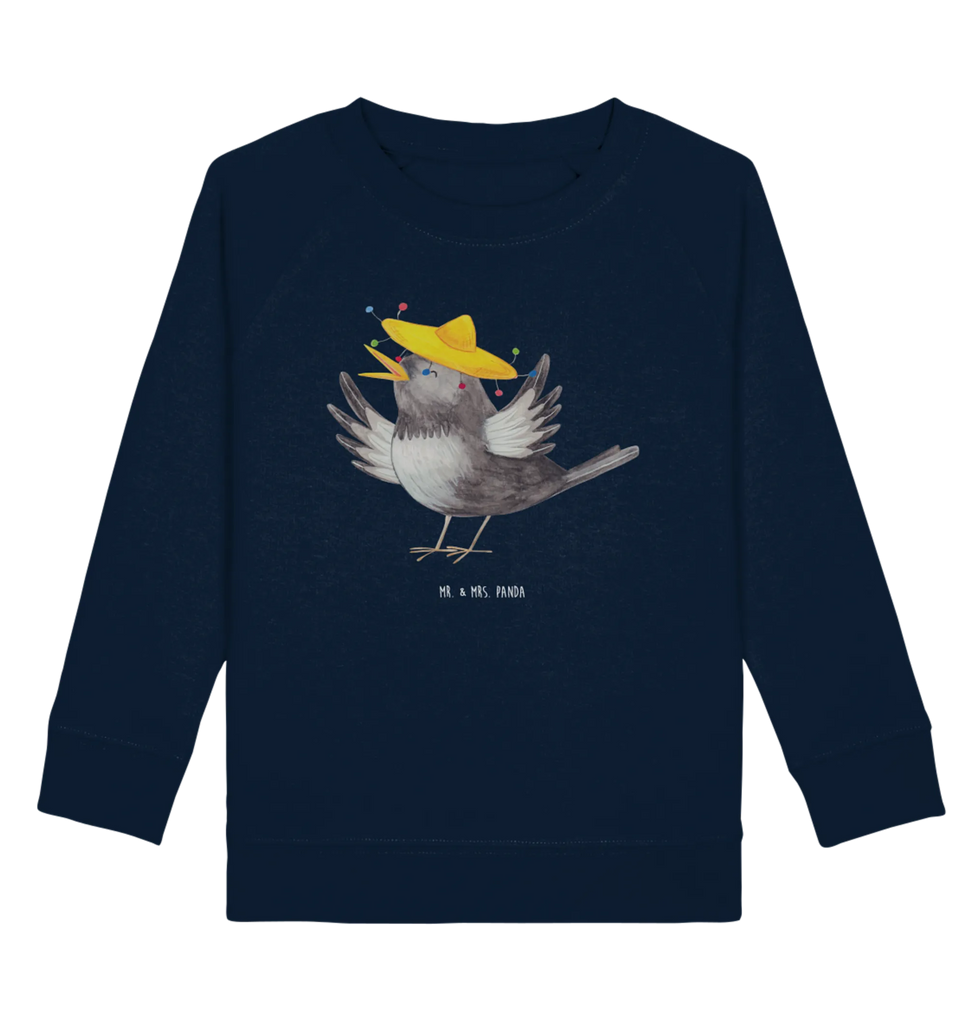 Organic Kinder Pullover Rabe mit Sombrero Kinder Pullover, Kinder Sweatshirt, Gute Laune, Tiermotive, Tiere, Lustige Sprüche, Vögel, Glück Spruch, Motivation, Froh, glücklich sein, Spruch Positiv, Fröhlich sein, Vogel, Rabe, Elster