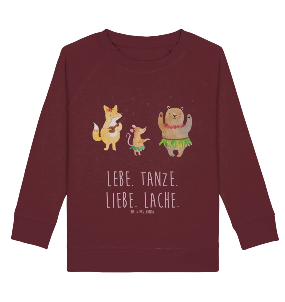 Organic Kinder Pullover Waldtiere Aloha Kinder Sweatshirt, Kinder Pullover, Lustige Sprüche, Tiere, Tiermotive, Gute Laune, Tanzen, Hase, Leben, Bär, Igel, Waldtiere, Aloha, Musik, Lachen, Wald