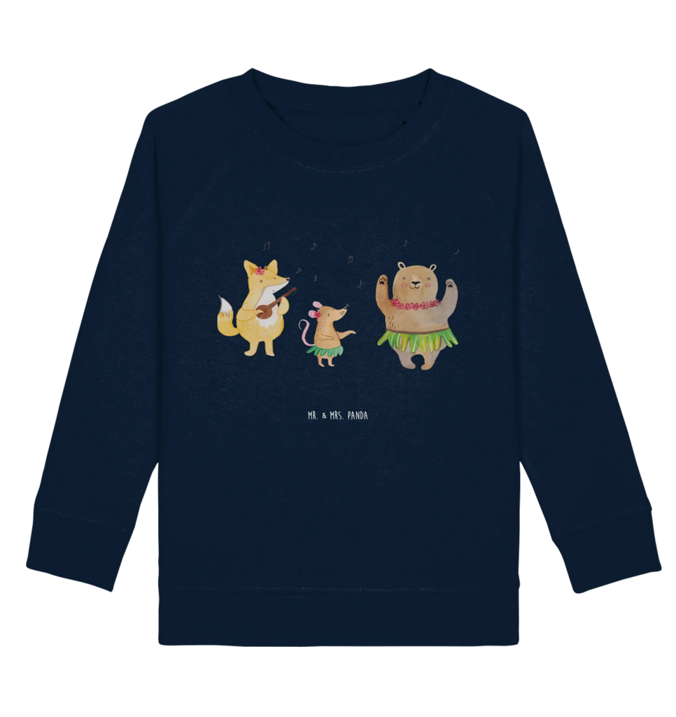 Organic Kinder Pullover Waldtiere Aloha Kinder Sweatshirt, Kinder Pullover, Lustige Sprüche, Tiere, Tiermotive, Gute Laune, Tanzen, Hase, Leben, Bär, Igel, Waldtiere, Aloha, Musik, Lachen, Wald