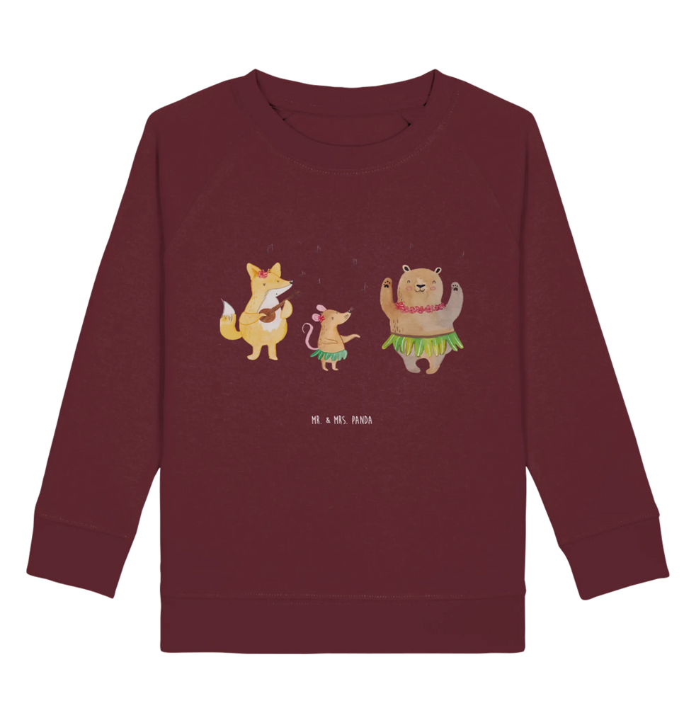 Organic Kinder Pullover Waldtiere Aloha Kinder Sweatshirt, Kinder Pullover, Lustige Sprüche, Tiere, Tiermotive, Gute Laune, Tanzen, Hase, Leben, Bär, Igel, Waldtiere, Aloha, Musik, Lachen, Wald