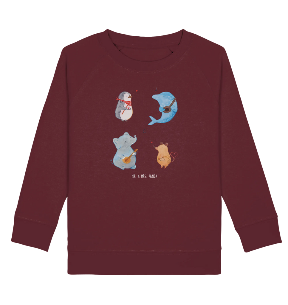 Organic Kinder Pullover Big Band Jungen, Kinder Pullover, Kinder Sweatshirt, Mädchen, Tiermotive, Gute Laune, lustige Sprüche, Tiere, Delfin, Maus, Pinguin, Band, Gitarre, Hund, Triangel, Musikanten, Elefant, Musik