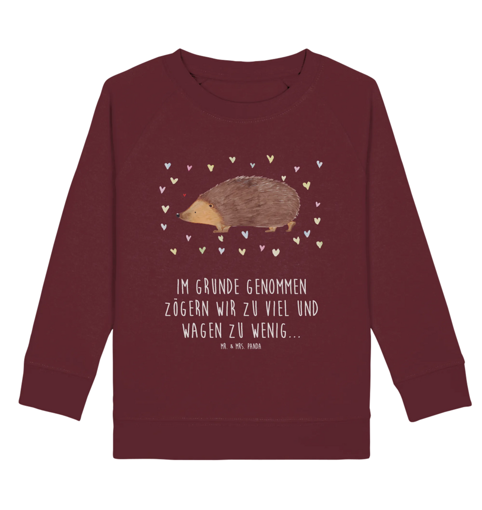 Organic Kinder Pullover Igel Herzen Kinder Sweatshirt, Kinder Pullover, Gute Laune, Tiermotive, Tiere, Lustige Sprüche, Kuss, Herz, Vertrauen, Igel, Herzen, Liebe, Leben