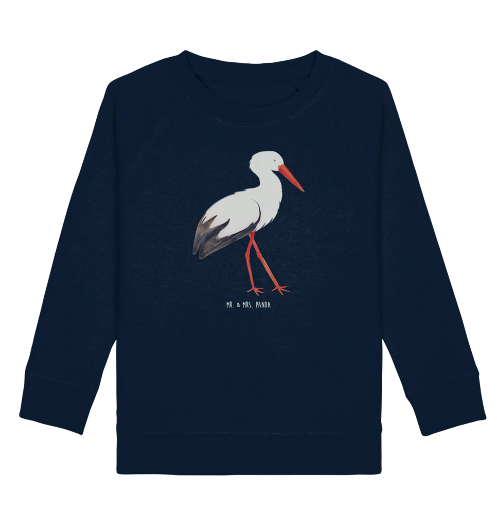 Organic Kinder Pullover Storch Jungen, Kinder Pullover, Mädchen, Kinder Sweatshirt, Gute Laune, Tiermotive, Tiere, lustige Sprüche, Babybauch, Schwangerschaft, Mütter, Baby, Storch, Geburt, Störche, Mutter werden, Schwanger, Mutter