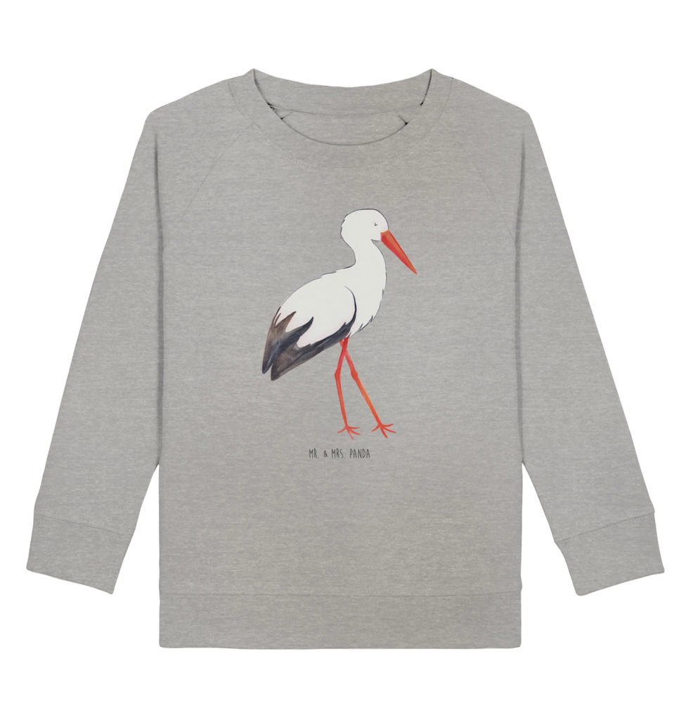 Organic Kinder Pullover Storch Jungen, Kinder Pullover, Mädchen, Kinder Sweatshirt, Gute Laune, Tiermotive, Tiere, lustige Sprüche, Babybauch, Schwangerschaft, Mütter, Baby, Storch, Geburt, Störche, Mutter werden, Schwanger, Mutter