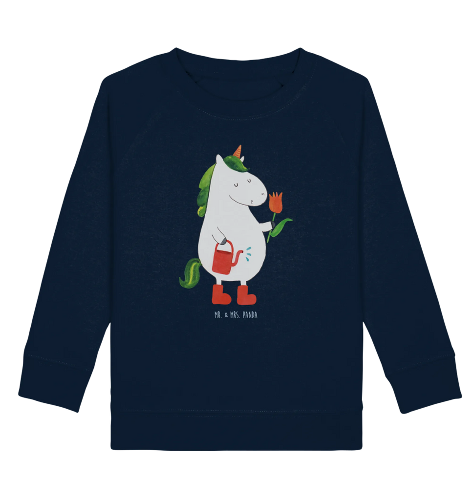 Organic Kinder Pullover Einhorn Gärtner Jungen, Mädchen, Kinder Pullover, Kinder Sweatshirt, Einhorn, Einhörner, Einhorn Deko, Unicorn, Stiefel, Lebenslust, Luftballon, Garten, Giesskanne, Blume, Freundin, Freude, Gießkanne