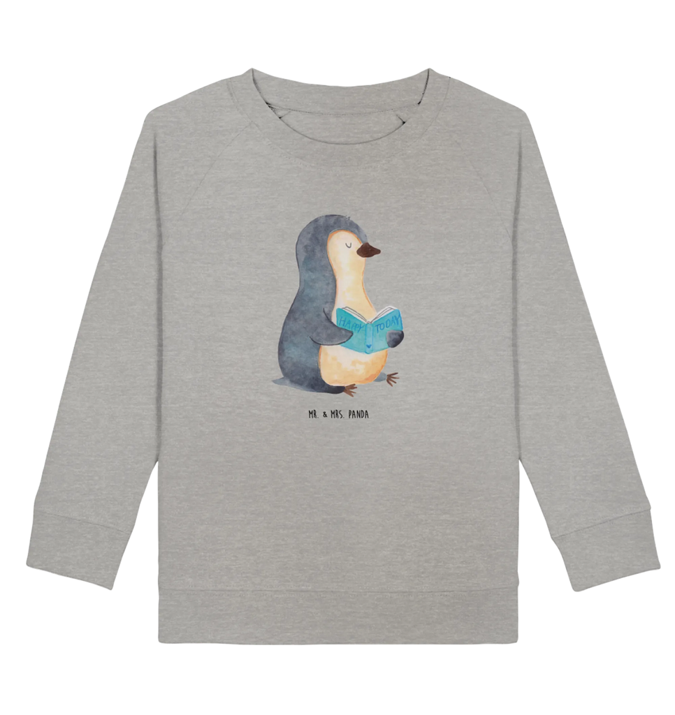Organic Kinder Pullover Pinguin Buch Kinder Pullover, Kinder Sweatshirt, Pinguin, Lesen, Buch, Urlaub, Nichtstun, Ferien, Bücherwurm, Faulenzen, Pinguine, Freizeit