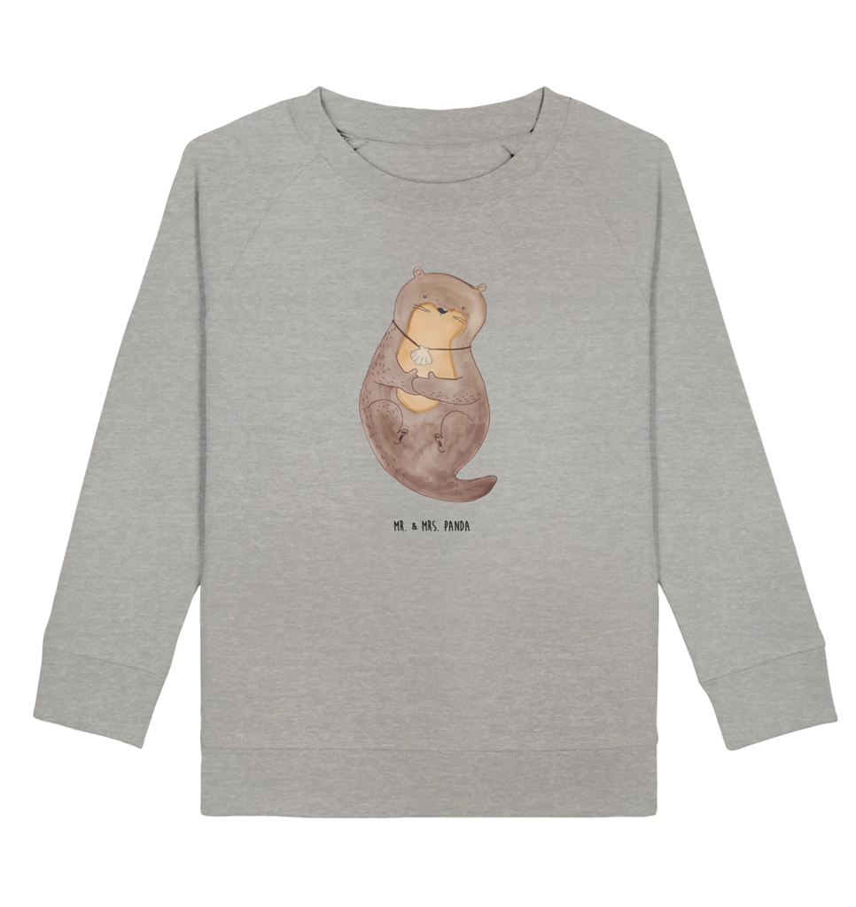 Organic Kinder Pullover Otter mit Muschelmedaillon Kinder Sweatshirt, Kinder Pullover, Seeotter, Fischotter, Otter, Grübeln, Otterliebe, Büro, Tagträumen, Träumen, Motivation