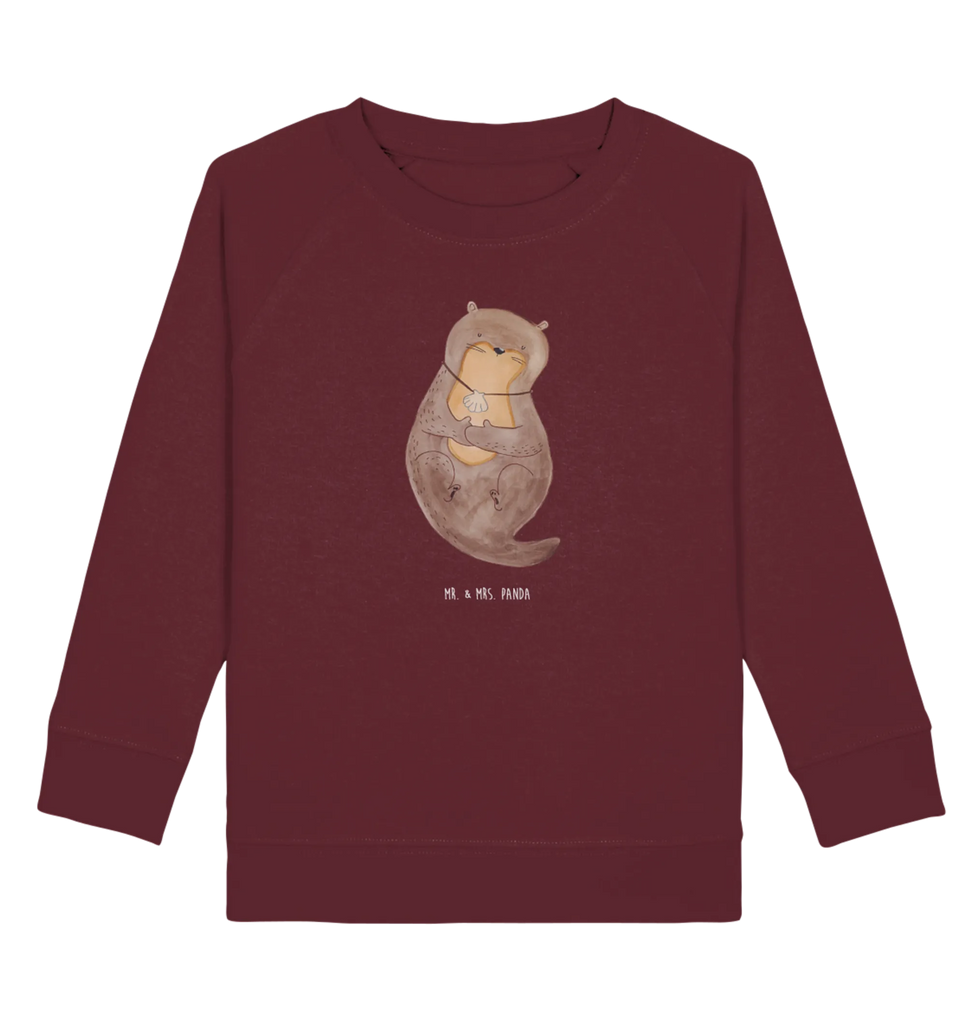 Organic Kinder Pullover Otter mit Muschelmedaillon Kinder Sweatshirt, Kinder Pullover, Seeotter, Fischotter, Otter, Grübeln, Otterliebe, Büro, Tagträumen, Träumen, Motivation