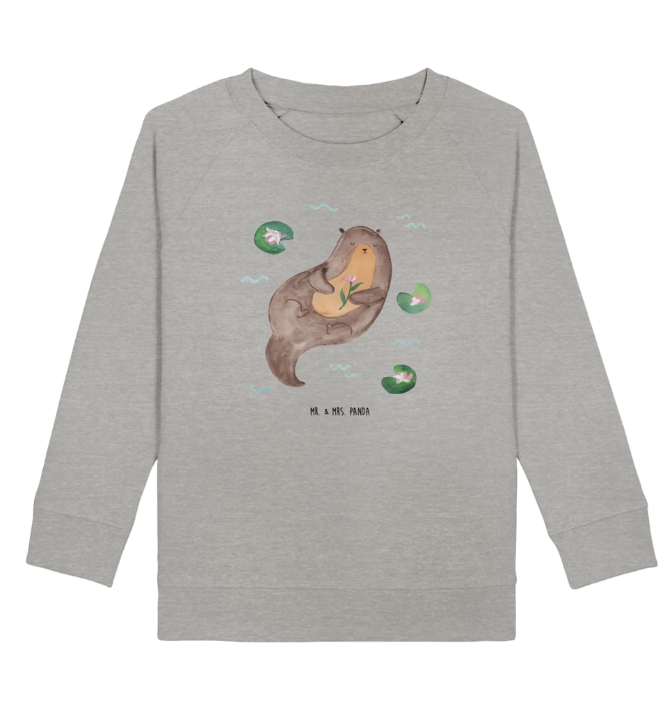 Organic Kinder Pullover Otter mit Seerose Kinder Sweatshirt, Jungen, Mädchen, Kinder Pullover, Seeotter, Fischotter, Otter, Otter Seeotter See Otter