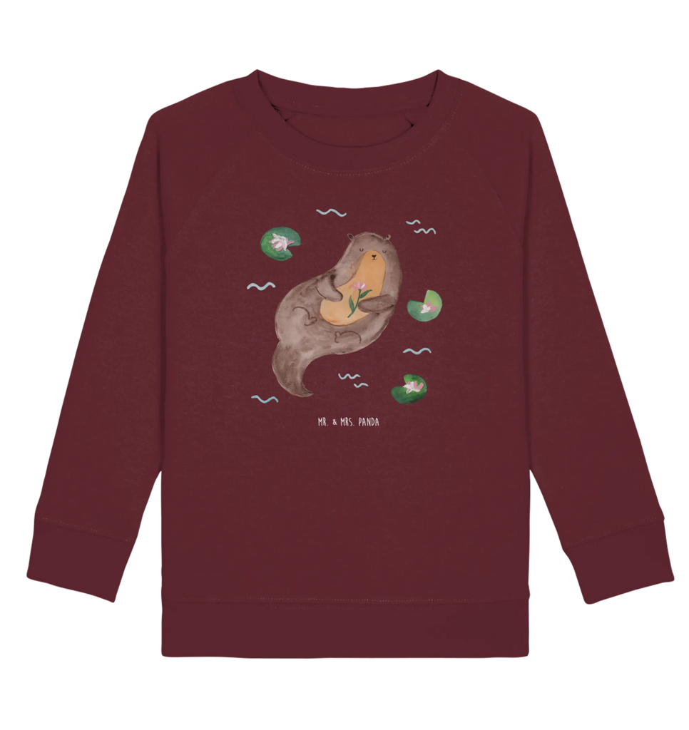 Organic Kinder Pullover Otter mit Seerose Kinder Sweatshirt, Jungen, Mädchen, Kinder Pullover, Seeotter, Fischotter, Otter, Otter Seeotter See Otter
