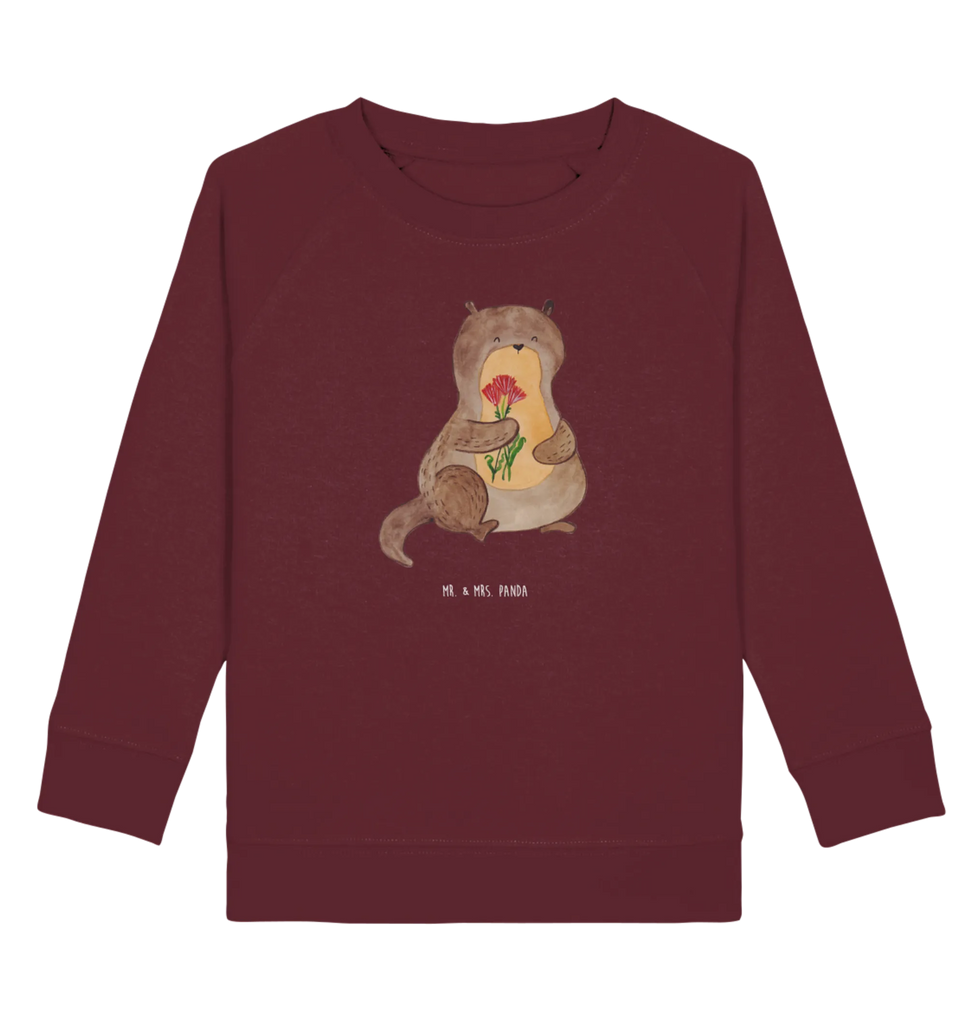 Organic Kinder Pullover Otter Blumenstrauß Kinder Sweatshirt, Kinder Pullover, Seeotter, Fischotter, Otter, Otter Seeotter See Otter