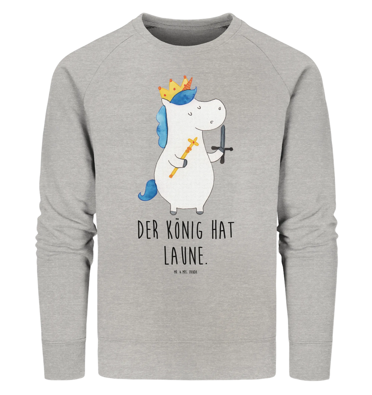 Organic Pullover unicorn king with sword Pullover, Pullover Männer, Pullover Frauen, Sweatshirt, Sweatshirt Männer, Sweatshirt Frauen, Unisex, Einhorn, Einhörner, Einhorn Deko, Unicorn, König, Ritter, Mittelalter