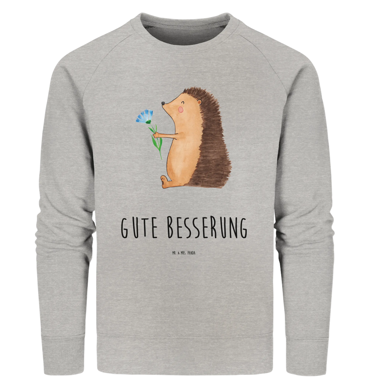 Organic Pullover Hedgehog Flower Pullover, Pullover Männer, Pullover Frauen, Sweatshirt, Sweatshirt Männer, Sweatshirt Frauen, Unisex, Tiermotive, Gute Laune, lustige Sprüche, Tiere, Igel, Gute Besserung, Genesungswünsche, Krankheit, Krankenhaus, krank, Besuch