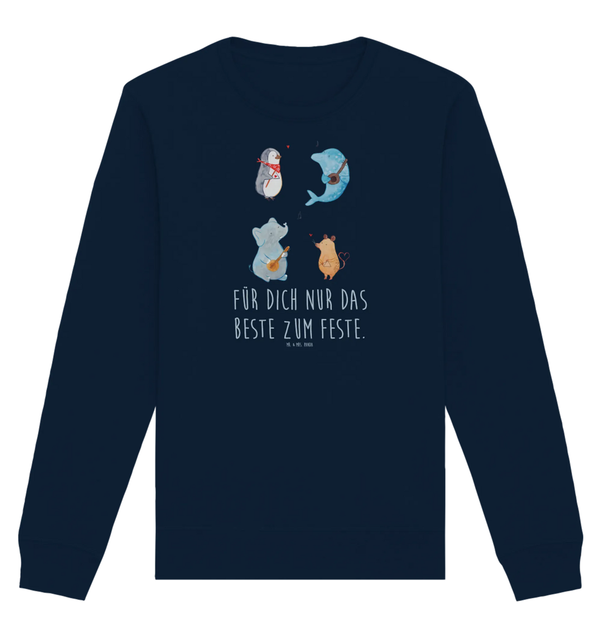Bio Baumwoll Pullover Big Band Pullover, Pullover Männer, Pullover Frauen, Sweatshirt, Sweatshirt Männer, Sweatshirt Frauen, Unisex, Tiermotive, Gute Laune, lustige Sprüche, Tiere, Hund, Pinguin, Maus, Elefant, Delfin, Gitarre, Band, Triangel, Musikanten, Musik