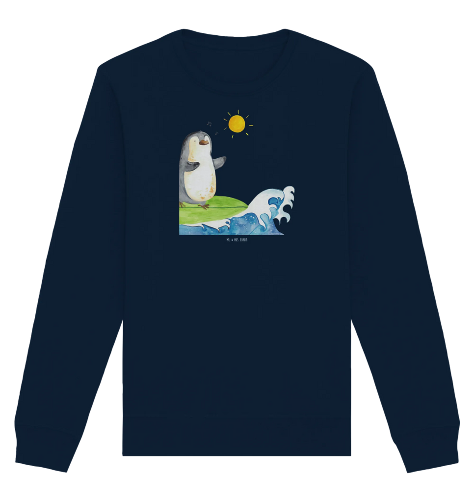 Organic Pullover Penguin surfer Pullover, Pullover Männer, Pullover Frauen, Sweatshirt, Sweatshirt Männer, Sweatshirt Frauen, Unisex, Pinguin, Pinguine, surfen, Surfer, Hawaii, Urlaub, Wellen, Wellen reiten, Portugal