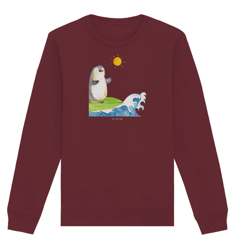 Organic Pullover Penguin surfer Pullover, Pullover Männer, Pullover Frauen, Sweatshirt, Sweatshirt Männer, Sweatshirt Frauen, Unisex, Pinguin, Pinguine, surfen, Surfer, Hawaii, Urlaub, Wellen, Wellen reiten, Portugal