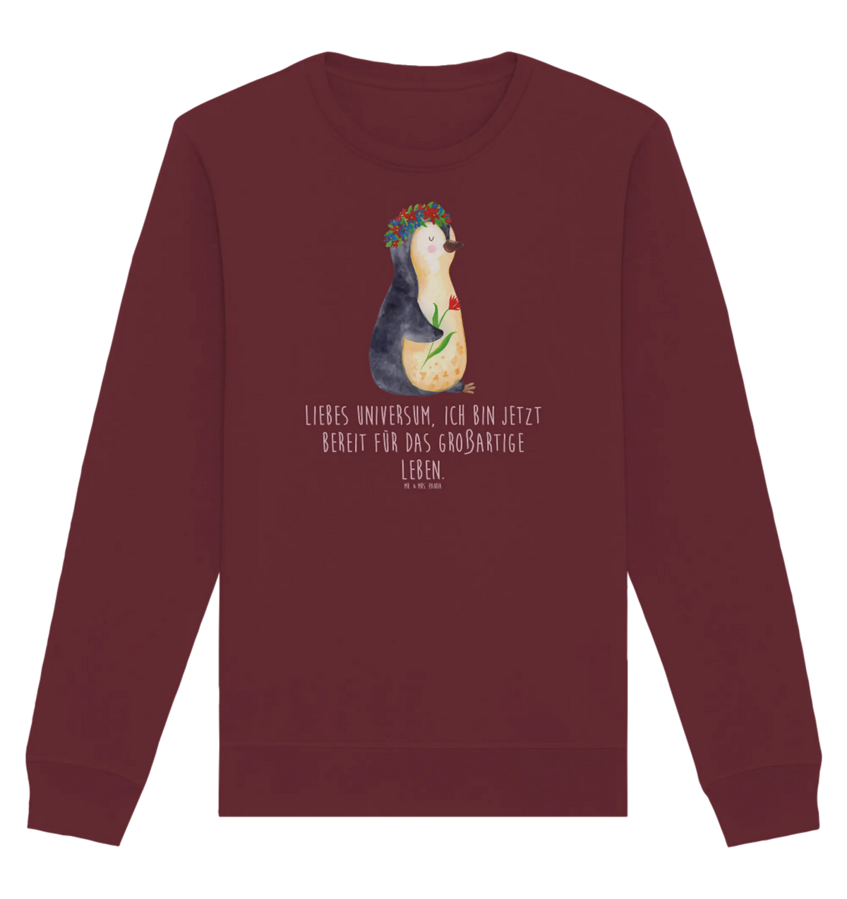 Organic Pullover Penguin Flower Penguins, North Pole, penguins, lovesickness, love of life, goals, wishes, gift idea, universe, wreath of flowers, goals in life