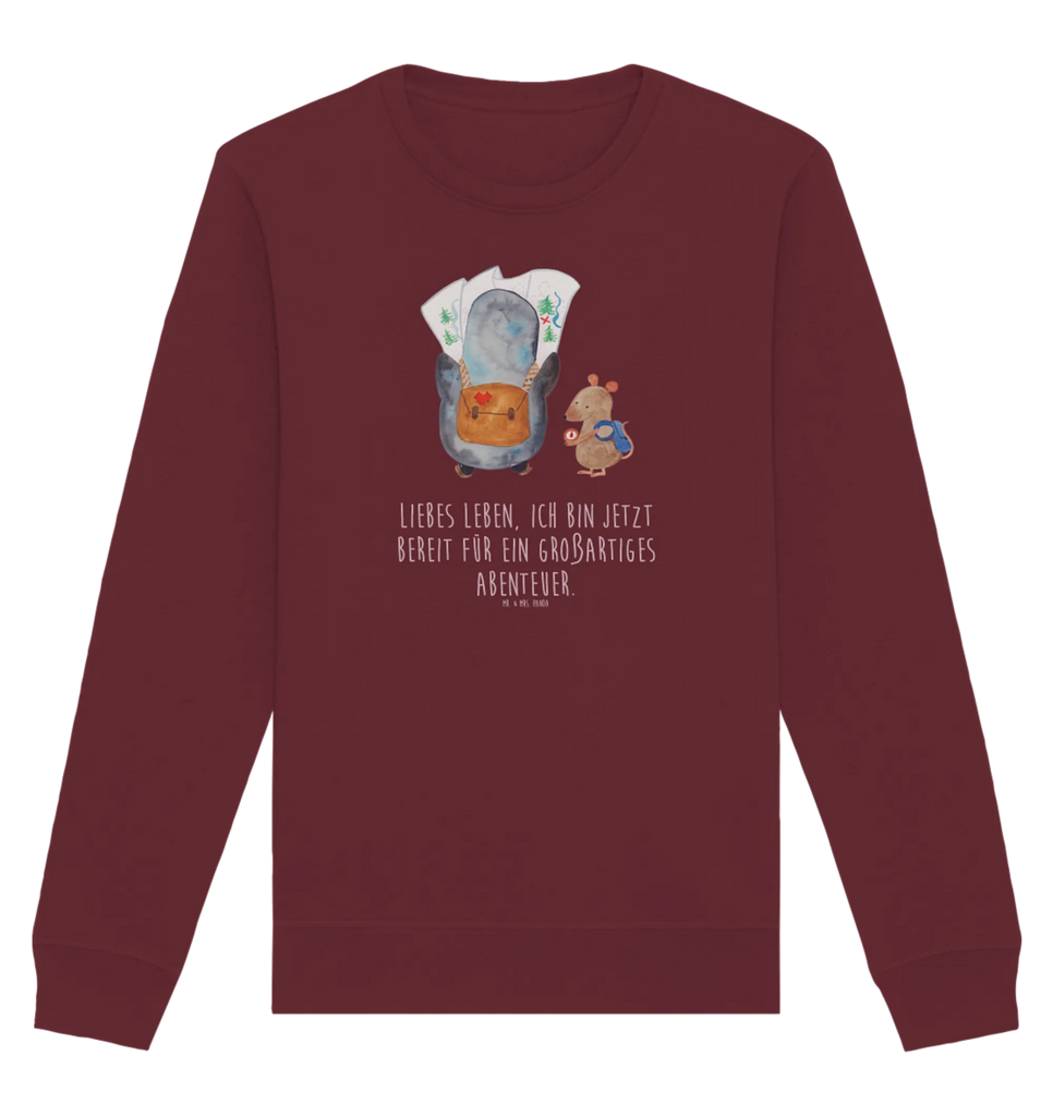 Organiczny Sweter Pingwin i Mysz Wędrowcy Pullover, Pullover Männer, Pullover Frauen, Sweatshirt, Sweatshirt Männer, Sweatshirt Frauen, Unisex, Pinguin, Pinguine, Abenteurer, Abenteuer, Roadtrip, Ausflug, Wanderlust, wandern