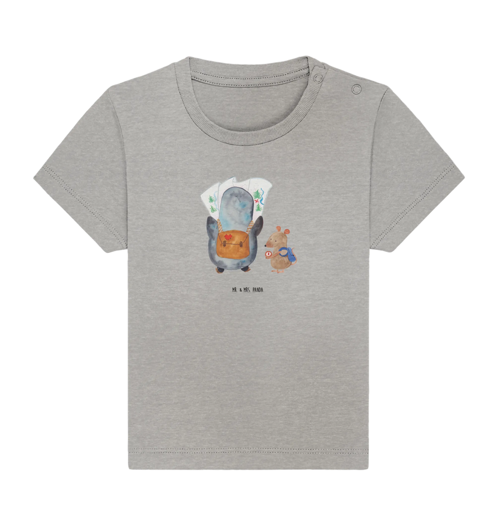 Organic Baby Shirt Penguin & Mouse Hiker Penguin, North Pole, Winter, Penguins, adventurer, wanderlust, adventure, penguin, hiking, excursion, road trip, penguins