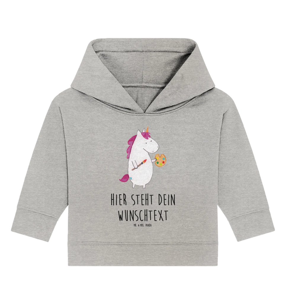 Personalisierter Baby Hoodie Einhorn Künstler Babyhoodie Wunschtext, Personalisierter Baby Hoodie, Baby Hoodie mit Namen, Einhorn, Einhörner, Einhorn Deko, Unicorn, Welt, Geschenk, Pinsel, Artist, Stift, Zeichnen, Künstler, Maler, Englisch, Farbe, Malen