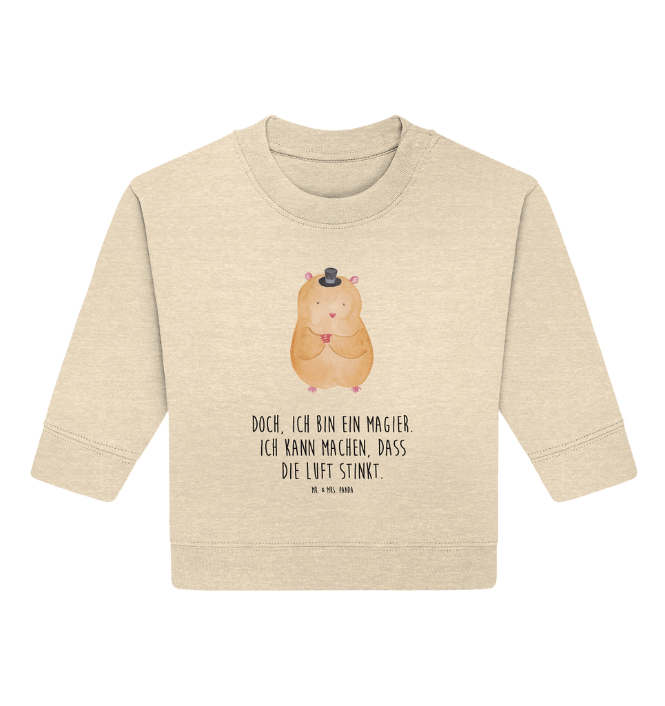 Organic Baby Pullover Hamster mit Hut Wunderschöner Baby Pullover /Sweatshirt von Mr. & Mrs. Panda <br /><br />Material: <br />- 85 % Baumwolle (Bio-Qualität, ringgesponnen, gekämmt)<br />- 15 % Polyester (recycelt)</li><li>Grammatur: 280 g/m²<br />- Schnitt: normale Passform</li><li>Eingesetzte Ärmel<br />- Knopfleiste mit 1 gleichfarbigen Druckknopf und 1 verdeckten Druckknopf an Schulter für einfacheres Anziehen, Tiermotive, Gute Laune, lustige Sprüche, Tiere, Hamster, Hut, Magier, Zylinder, Zwerghamster, Zauberer