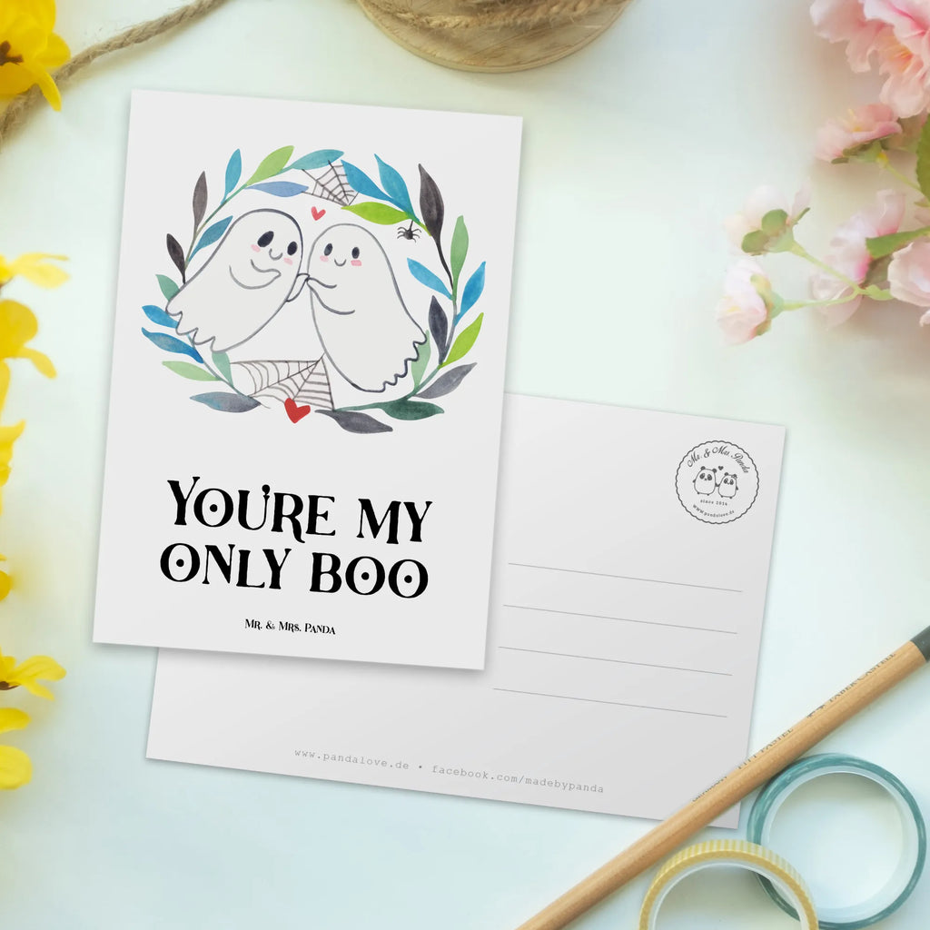 Postkarte Gespenster  Liebe Motivkarte, einzelkarte, Postkarte, Ansichtskarten, Designkarte, spruchkarte, Grußkarte, Kunstkarten, Ansichtskarte, Fotokarte, Postkarten, bildkarte, kunstkarte, Dekoration, Geschenke, Schenken, Deko, Halloween, Martinssingen, Verliebt, Paar, Gespenst