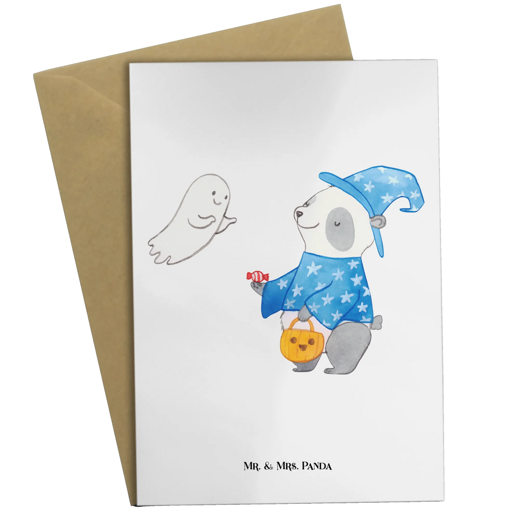 Grußkarte Panda Zauberer Geburtstagskarte, Hochzeitskarte, Ansichtskarten, Glückwunschkarte, Grußkarte, Einladungskarte, Klappkarte, Karte, Halloween, Deko, Martinssingen, Dekoration, Geschenke, Schenken, Halloween Deko, Süßes sonst gibt's saures, Panda, Gespenst, Trick or Treat, Zauberer