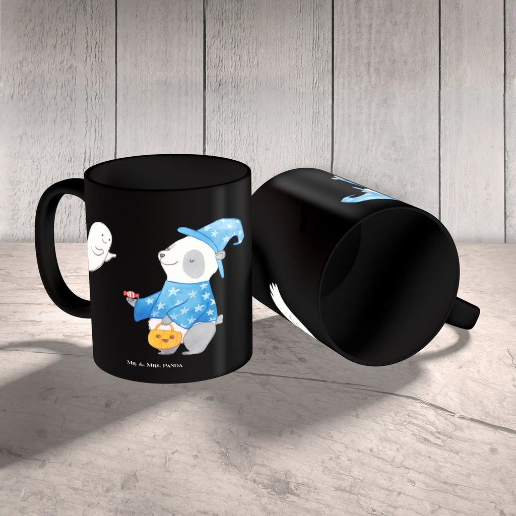 Tasse Panda Zauberer Kaffeetasse, Teetasse, Tasse mit Zitaten, Keramiktasse, Tasse, Geschenktasse, Porzellantasse, Tasse mit Motiven, Bürotasse, Halloween, Deko, Martinssingen, Dekoration, Geschenke, Schenken, Süßes sonst gibt's saures, Halloween Deko, Zauberer, Trick or Treat, Gespenst, Panda