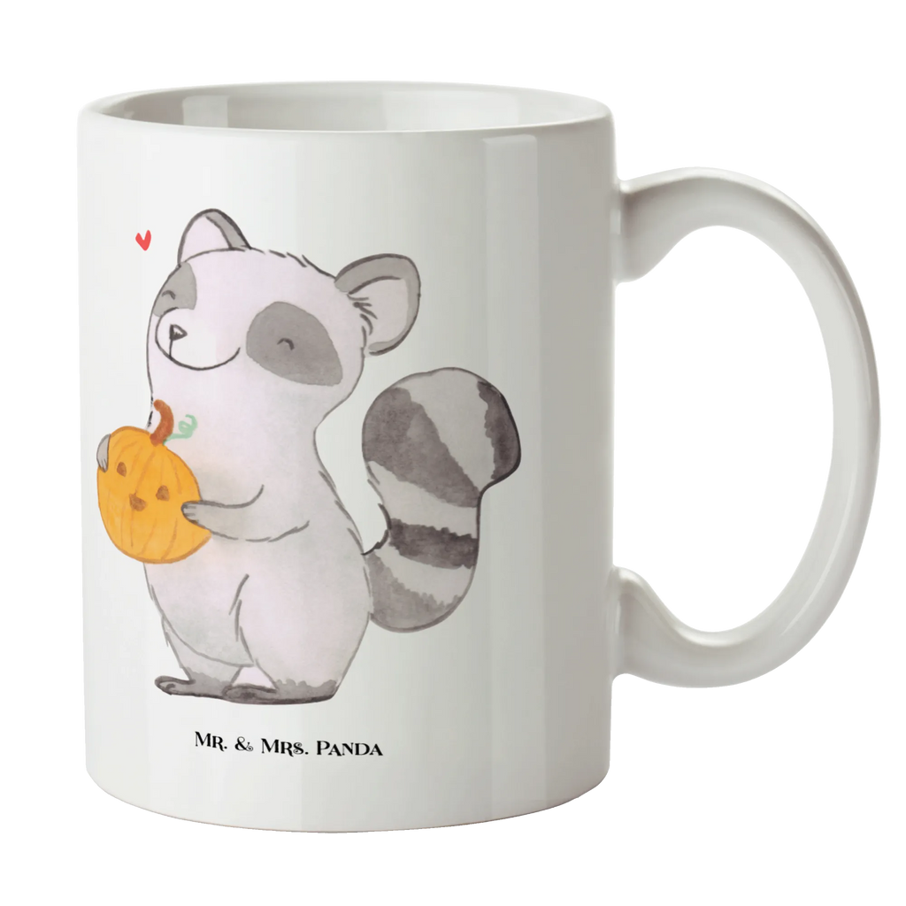 Kubek szop pracz dynia Kaffeetasse, Keramiktasse, Tasse mit Motiven, Tasse mit Zitaten, Porzellantasse, Tasse, Geschenktasse, Teetasse, Bürotasse, Halloween, Deko, Martinssingen, Dekoration, Geschenke, Schenken, Trick or Treat, Waschbär, Kürbis, Halloween Deko, Süßes sonst gibt's saures